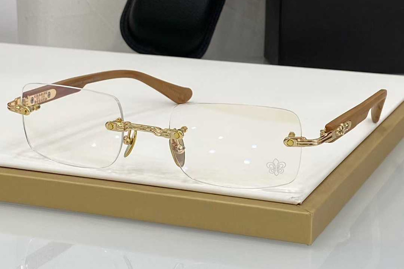 Deep I Eyeglasses Gold Wood