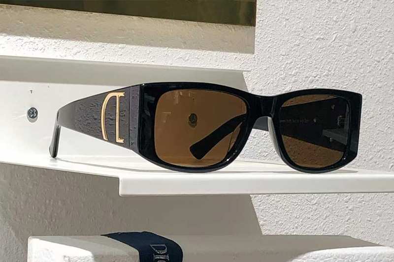 Diamond S10F Sunglasses Black Gold Brown