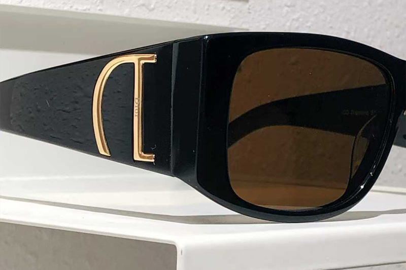 Diamond S10F Sunglasses Black Gold Brown