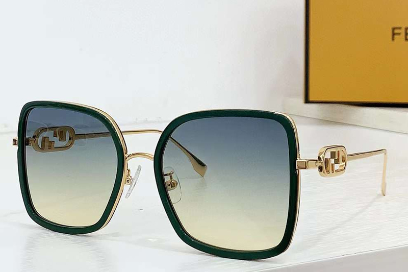 FE40201F Sunglasses Green Gold Gradient Green