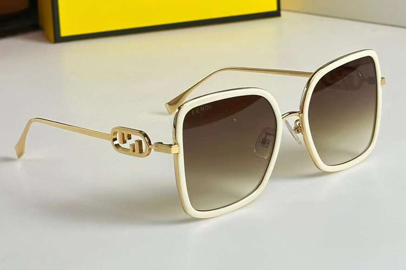 FE40201F Sunglasses White Gold Gradient Brown