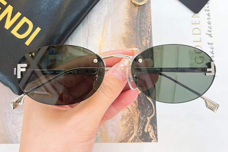 FE4075US Sunglasses Silver Green