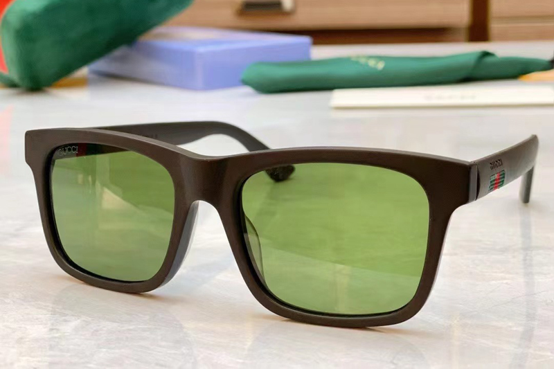 GG0008S Sunglasses In Matte Black Green