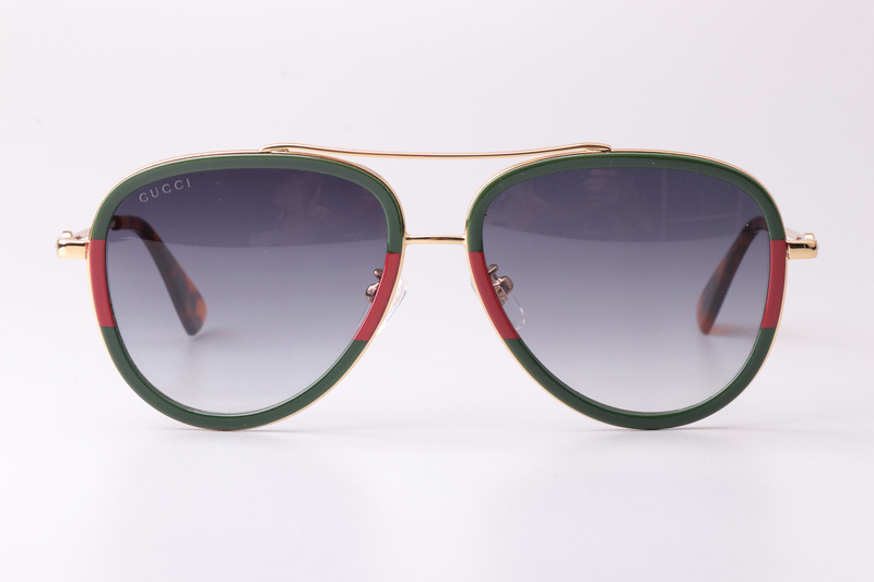 GG0062S Sunglasses Green Gold Gradient Gray