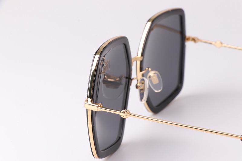 GG0106S Sunglasses Black Gold Gray