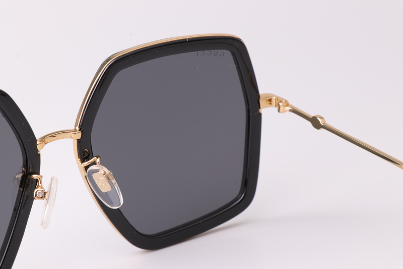 GG0106S Sunglasses Black Gold Gray