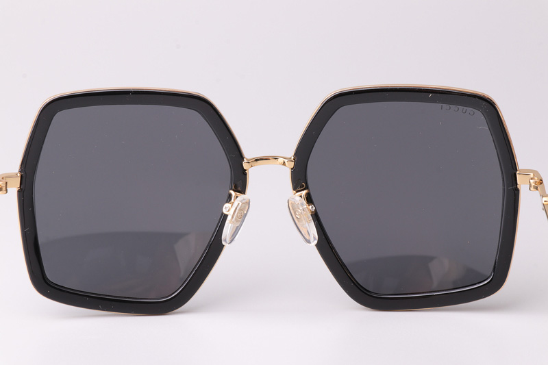 GG0106S Sunglasses Black Gold Gray