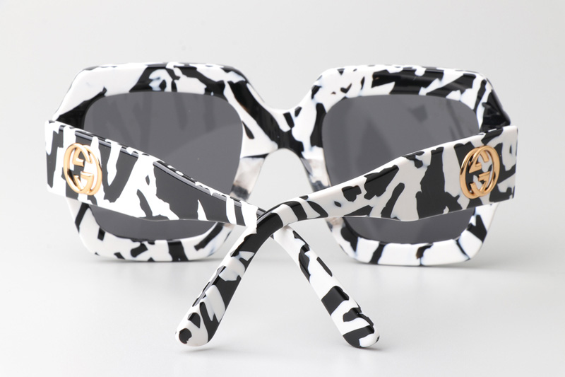 GG0178S Sunglasses Black White Gray