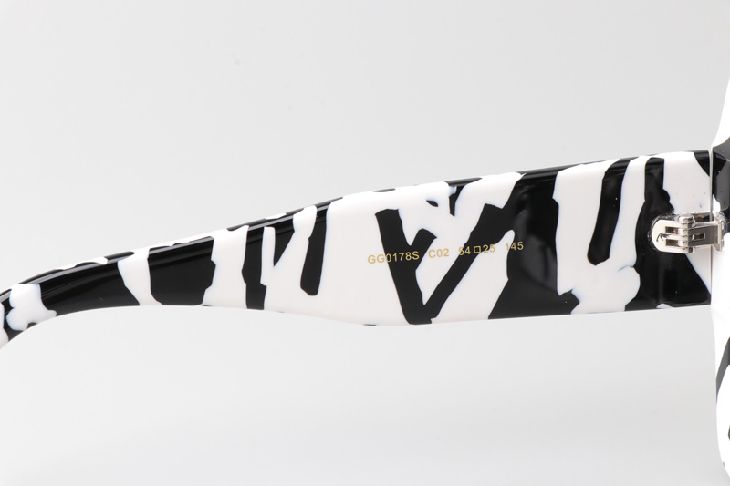 GG0178S Sunglasses Black White Gray