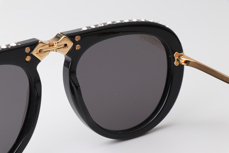 GG0307S Folding Sunglasses Black Gold Gray