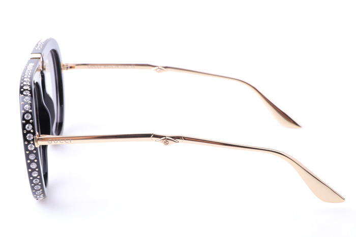 GG0307S Sunglasses In Black Gold Clear Lens