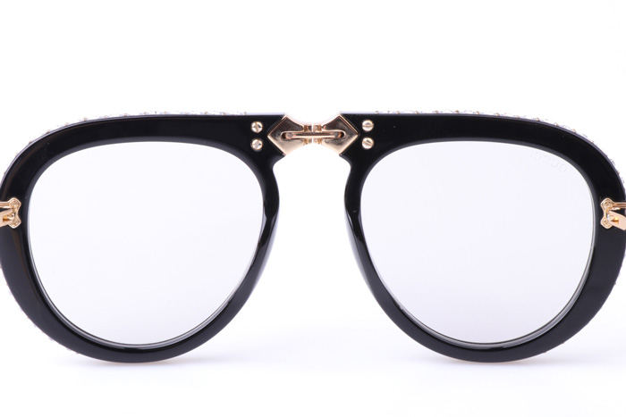 GG0307S Sunglasses In Black Gold Clear Lens