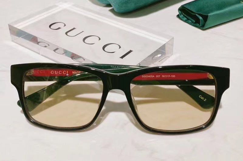 GG0340SA Sunglasses In Black Green Yellow Lens