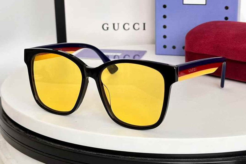 GG0417SK Sunglasses Black Blue Yellow