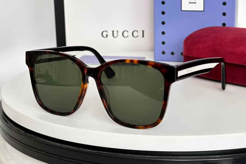 GG0417SK Sunglasses Tortoise Black Green