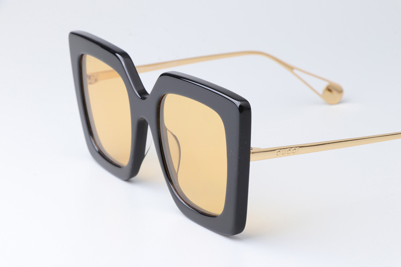 GG0435S Sunglasses Black Yellow