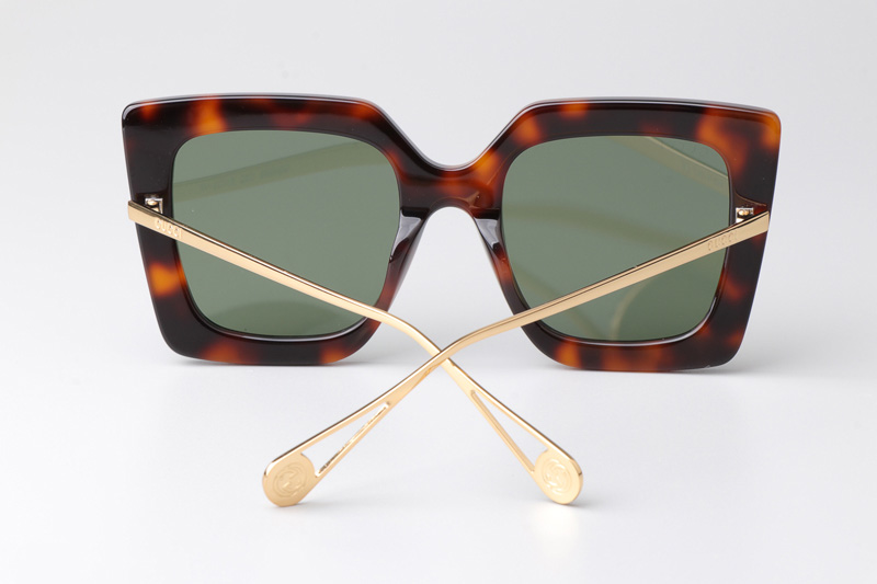 GG0435S Sunglasses Tortoise Green