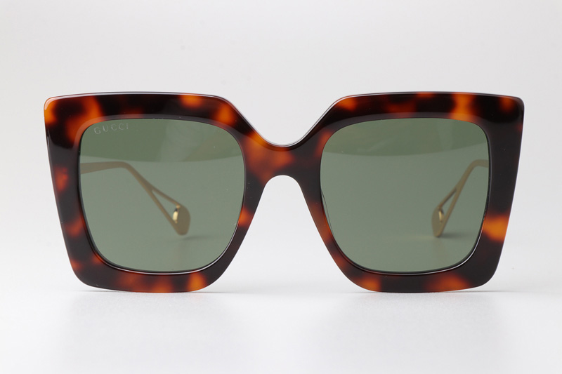 GG0435S Sunglasses Tortoise Green