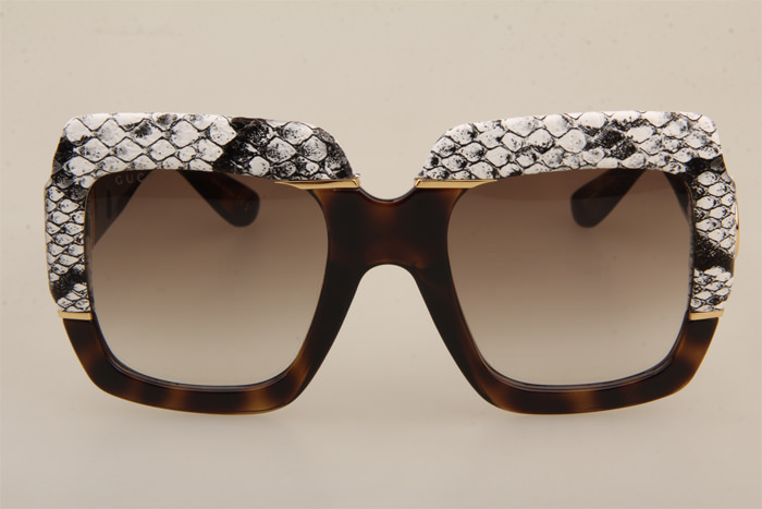 GG0484S Sunglasses In White Tortoise Gradient Brown