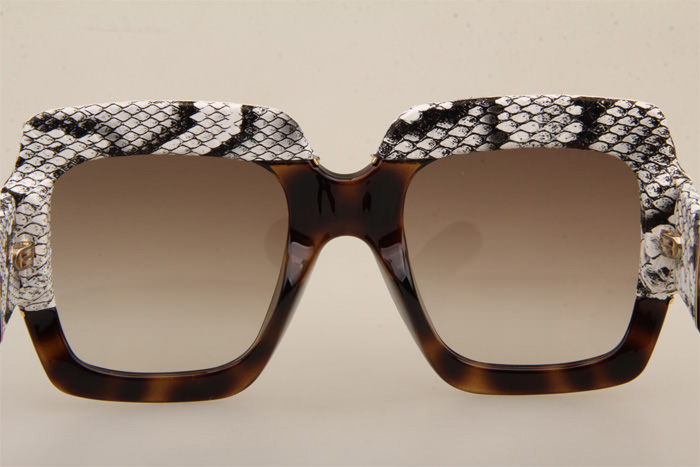 GG0484S Sunglasses In White Tortoise Gradient Brown