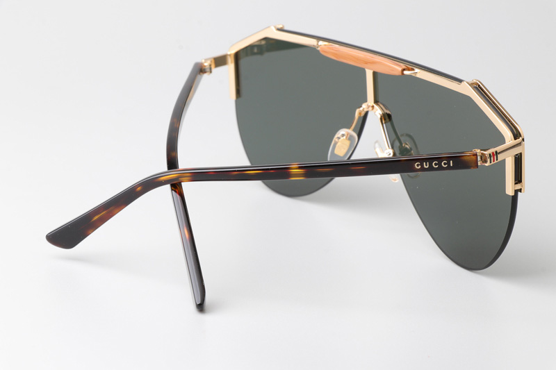 GG0584S Sunglasses Gold Tortoise Green