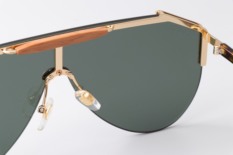 GG0584S Sunglasses Gold Tortoise Green