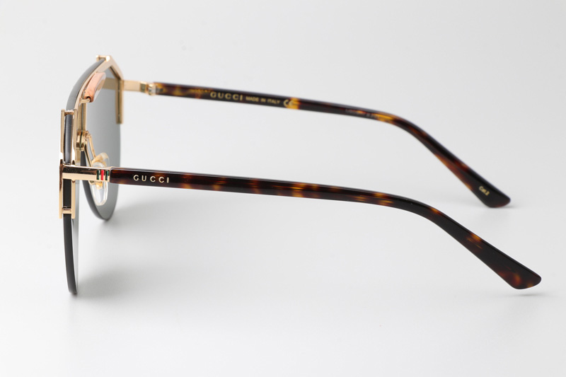 GG0584S Sunglasses Gold Tortoise Green