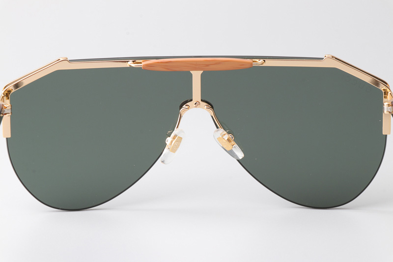 GG0584S Sunglasses Gold Tortoise Green