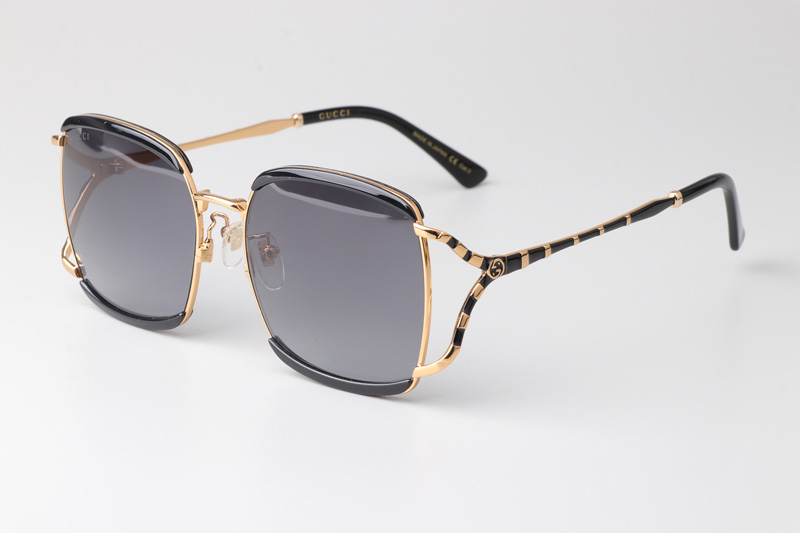 GG0593SK Sunglasses Gold Black Gray