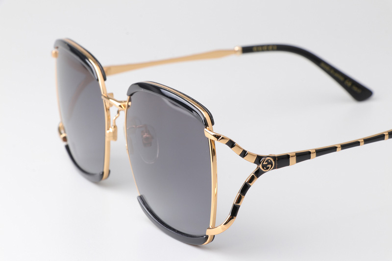 GG0593SK Sunglasses Gold Black Gray