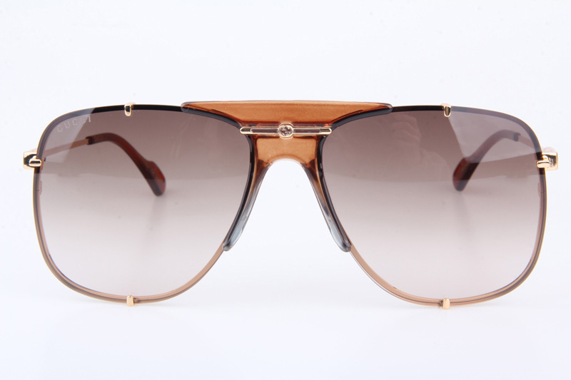 GG0739S Sunglasses In Brown Gold Gradient Brown Lens