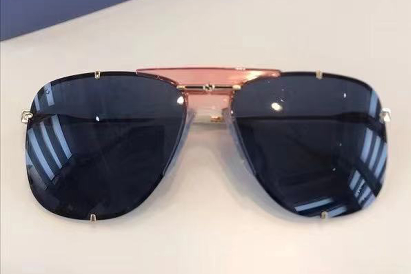 GG0739S Sunglasses In Pink Gold Grey Lens