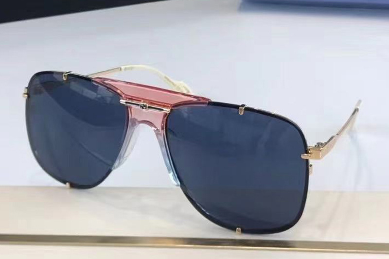 GG0739S Sunglasses In Pink Gold Grey Lens