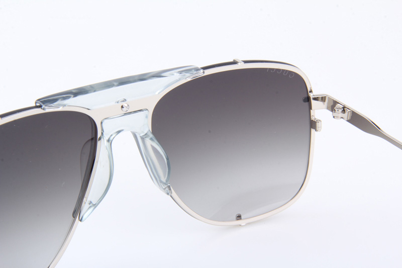 GG0739S Sunglasses In Transparent Silver Gradient Grey Lens