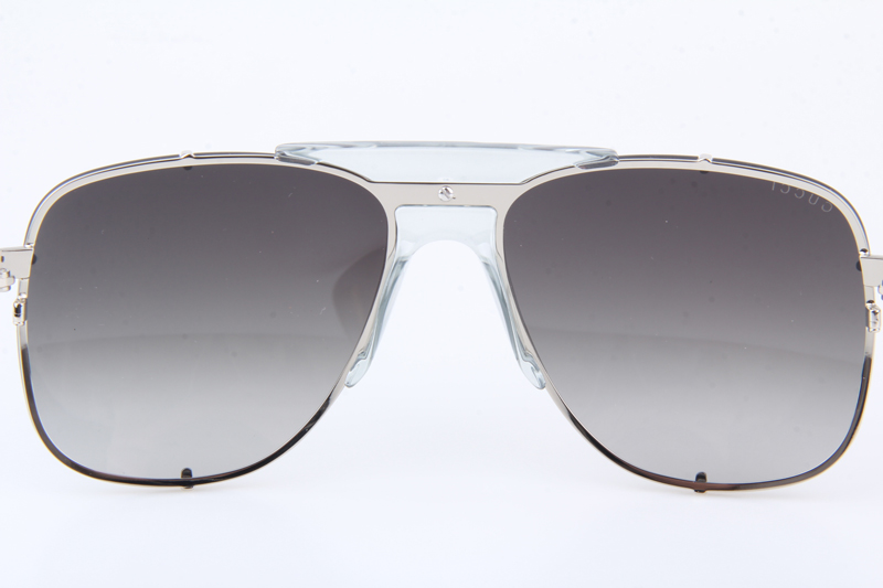 GG0739S Sunglasses In Transparent Silver Gradient Grey Lens
