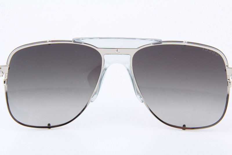 GG0739S Sunglasses In Transparent Silver Gradient Grey Lens