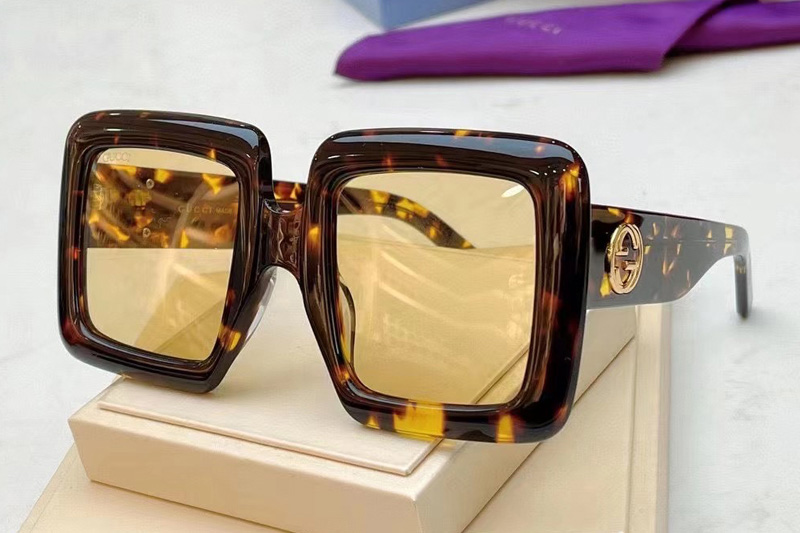 GG0783S Sunglasses In Tortoise Gold Yellow Lens