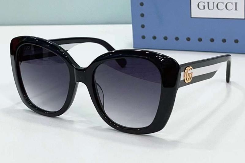 GG0860S Sunglasses Black White Gradient Gray
