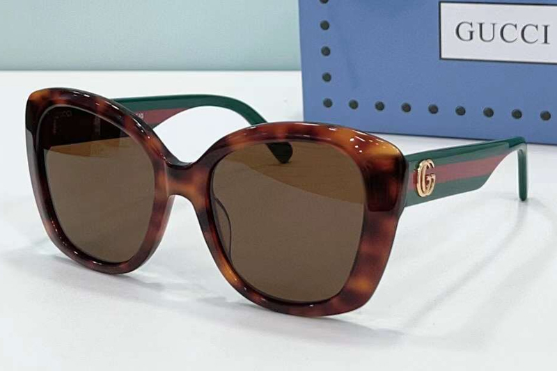 GG0860S Sunglasses Tortoise Green Brown