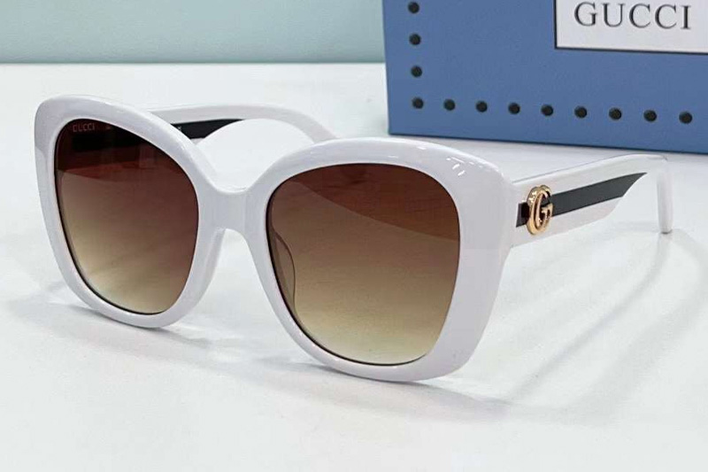 GG0860S Sunglasses White Gradient Brown