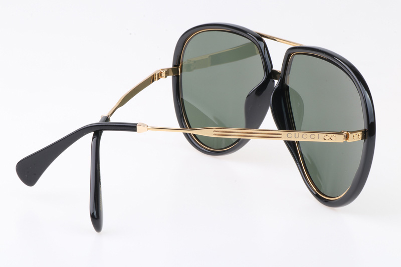 GG0904S Sunglasses In Black Gold Green Lens