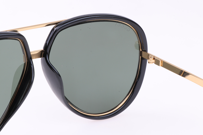 GG0904S Sunglasses In Black Gold Green Lens