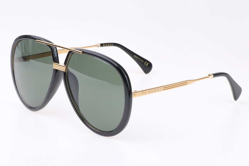 GG0904S Sunglasses In Black Gold Green Lens