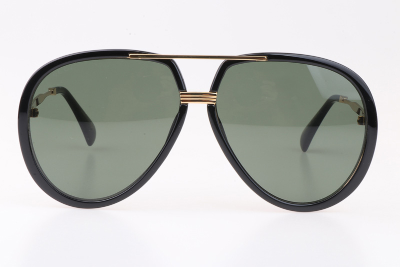 GG0904S Sunglasses In Black Gold Green Lens