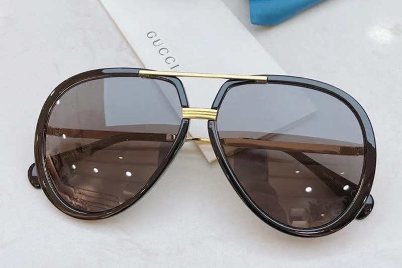 GG0904S Sunglasses In Black Gold Grey
