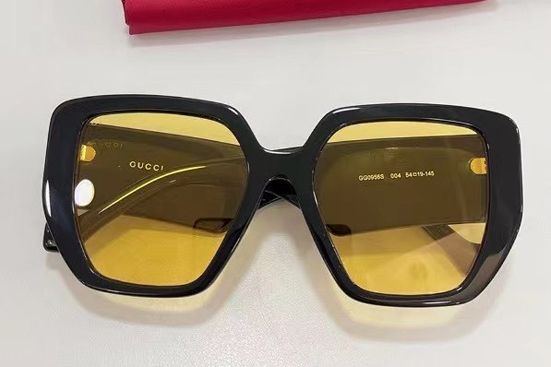 GG0956S Sunglasses In Black Gold Yellow Lens