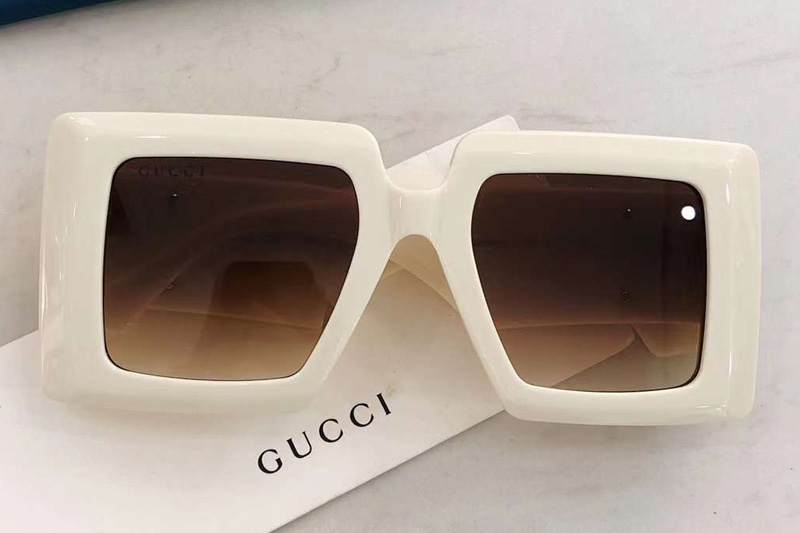 GG0997S Sunglasses White Gradient Brown