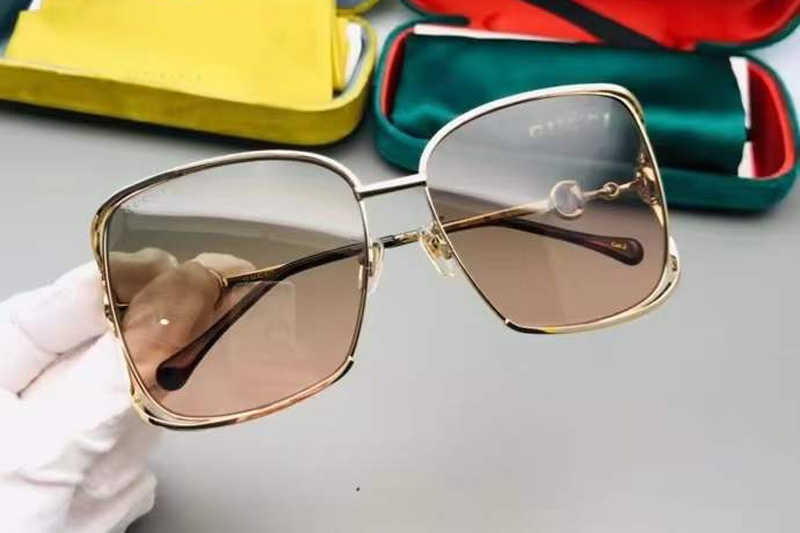 GG1020S Sunglasses In Gold Gradient Green