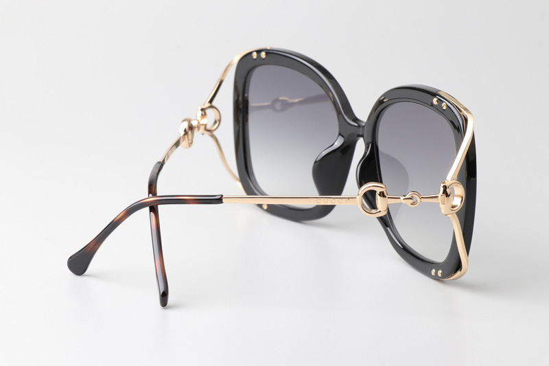 GG1021S Sunglasses Black Gold Gradient Gray