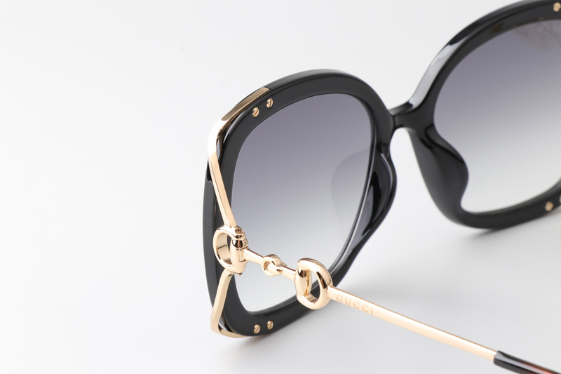 GG1021S Sunglasses Black Gold Gradient Gray